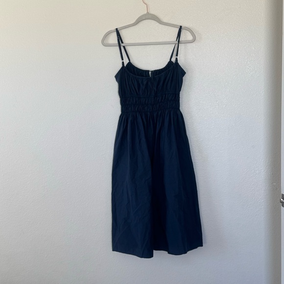 Ciao Lucia Gabriela Navy Smocked Midi Dress Cotton Poplin Sleeveless L $305 - Picture 4 of 10